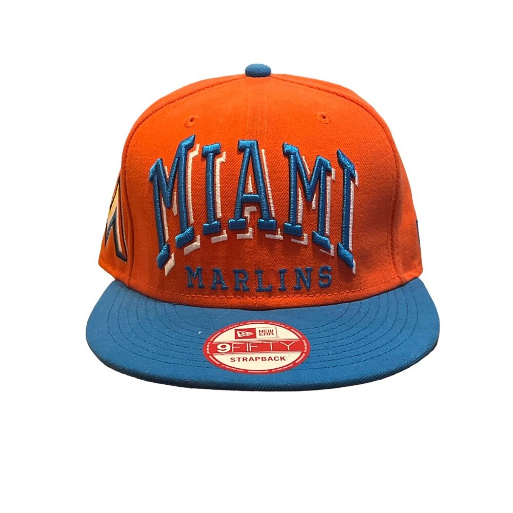 New Era Miami Marlins Mens SnapBack Hat Orange One Size OS
